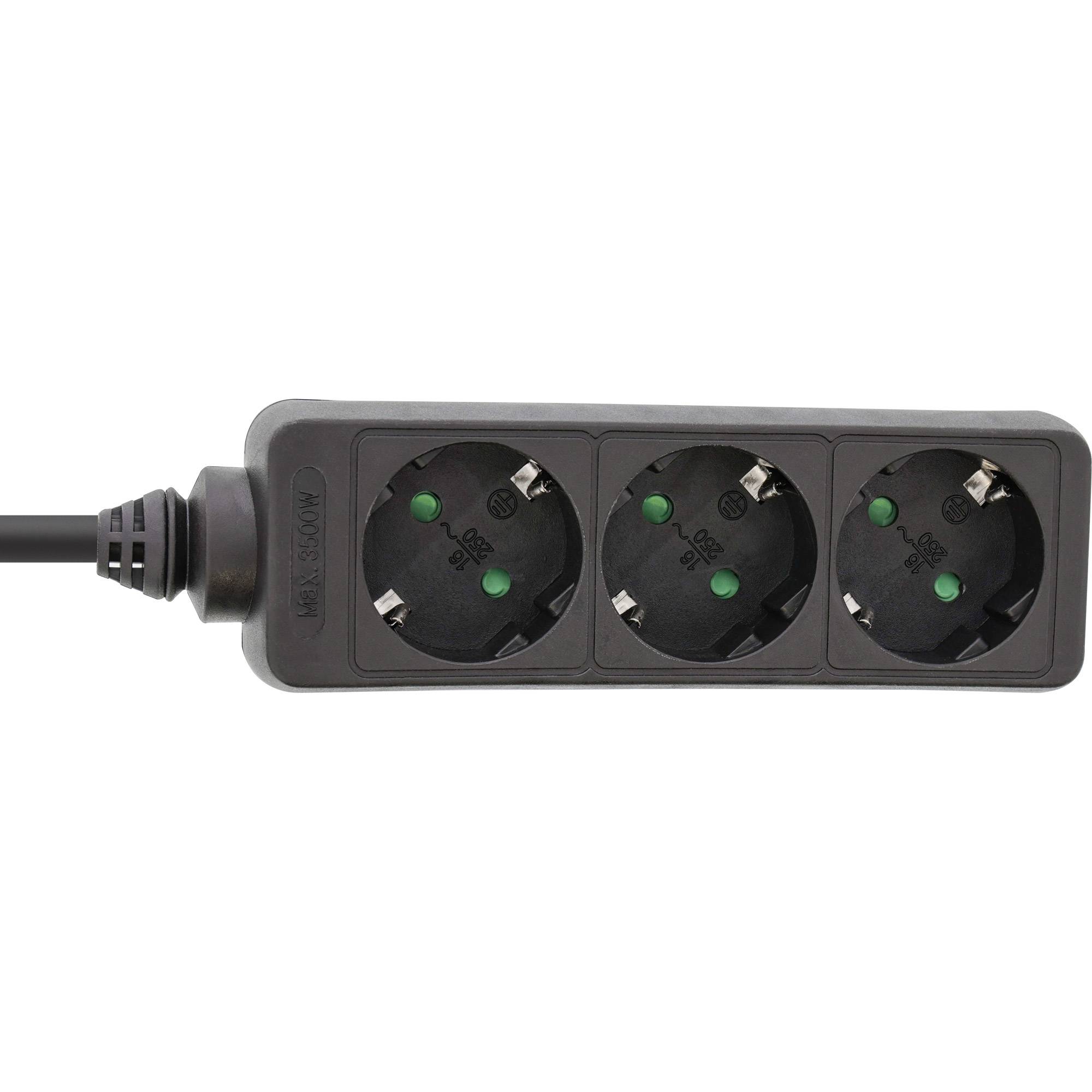 INLINE - Steckdosenleiste - 3-fach Schutzkontakt - schwarz - 5m