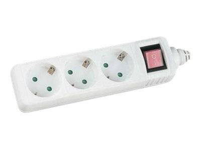 INLINE - Steckdosenleiste - 3-fach Schutzkontakt - mit Schalter - weiß - 1,5m