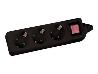 INLINE - Steckdosenleiste - 3-fach Schutzkontakt - mit Schalter - schwarz - 1,5m