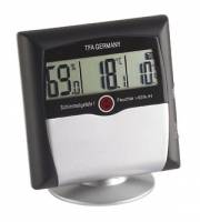 Digitales Raumthermometer/Hygrometer auf einem Ständer mit Anzeige von 6,3°C, 18,1°C und 10% Luftfeuchtigkeit.