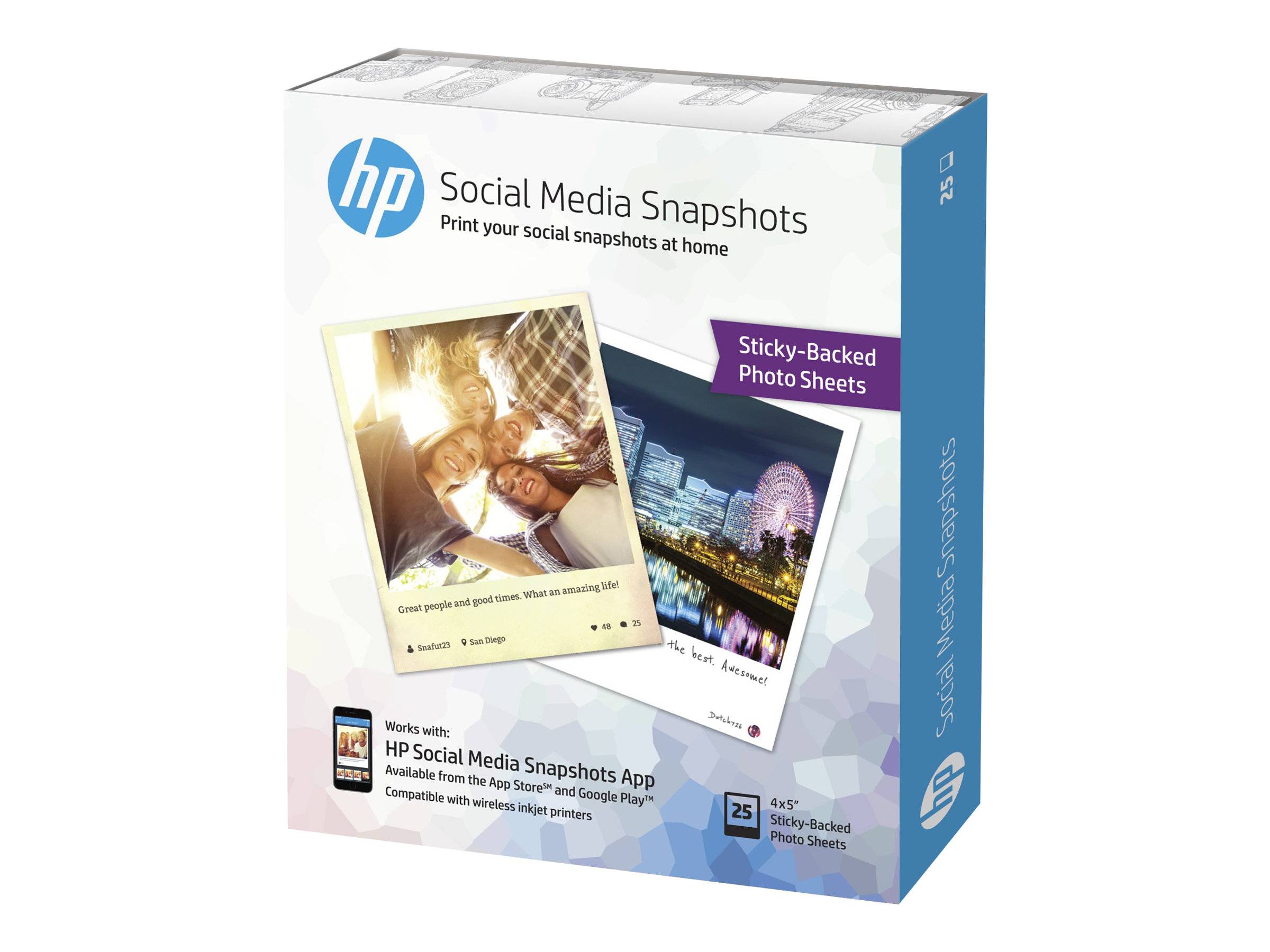 HP Social Media Snapshots - Sanft glänzend - selbstklebend, entfernbarer Klebstoff