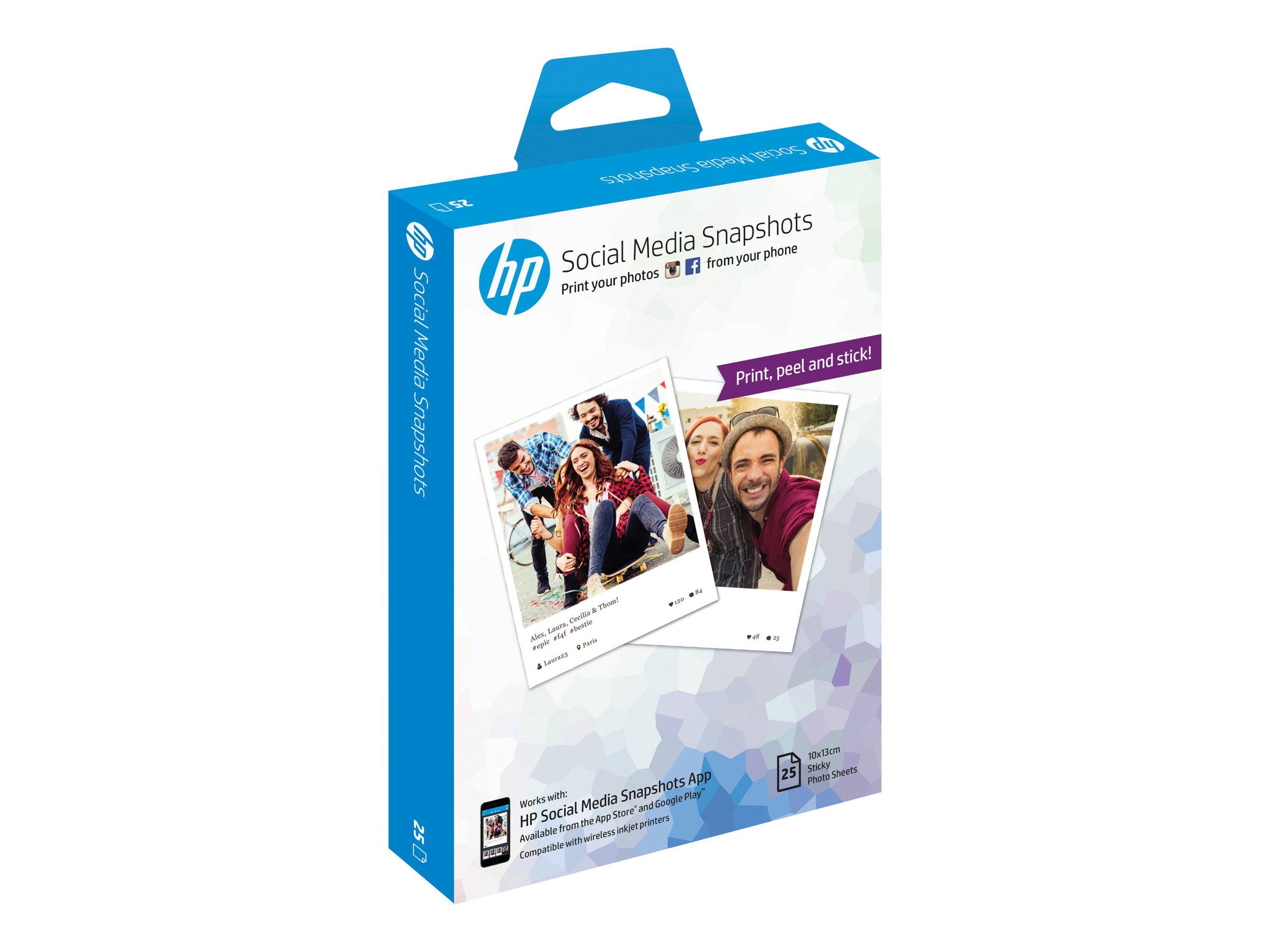 HP Social Media Snapshots - Sanft glänzend - selbstklebend, entfernbarer Klebstoff