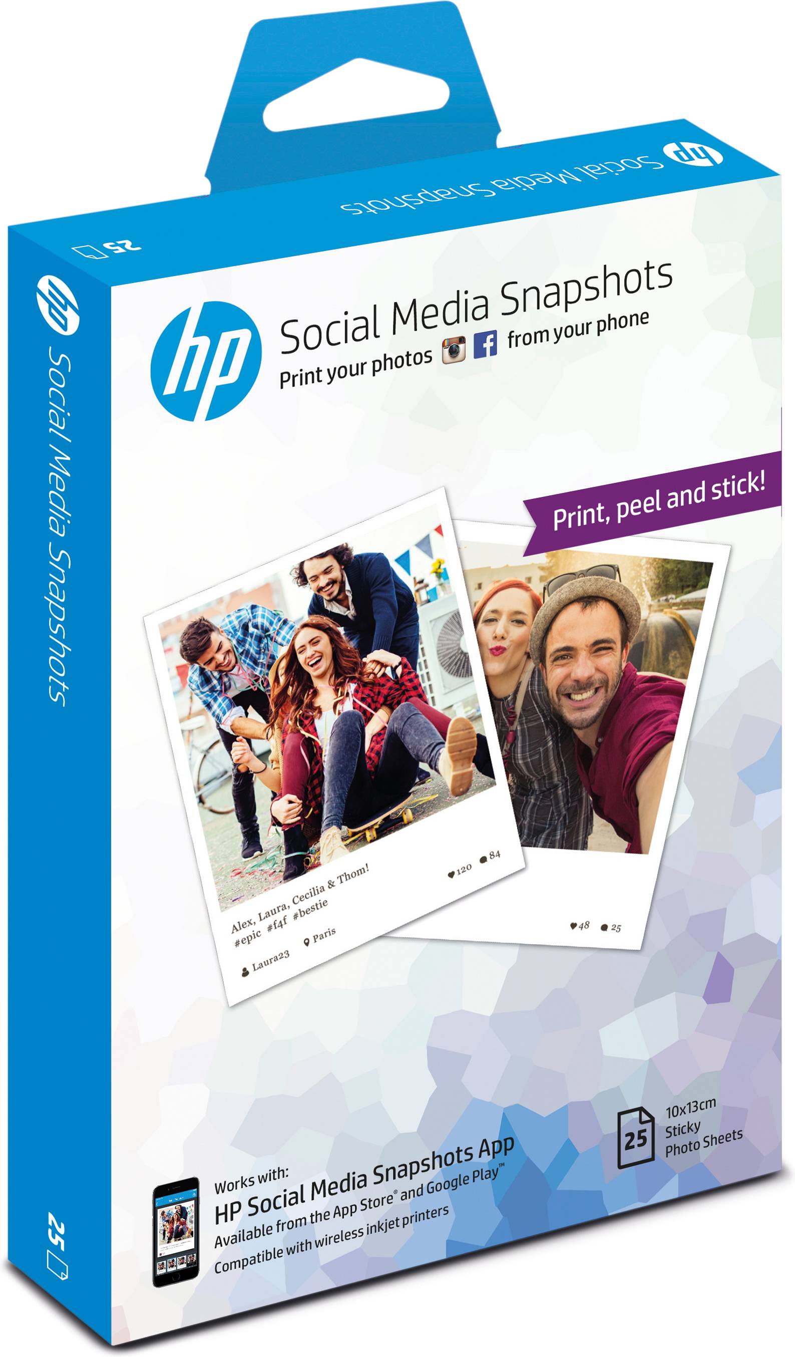 HP Social Media Snapshots - Sanft glänzend - selbstklebend, entfernbarer Klebstoff