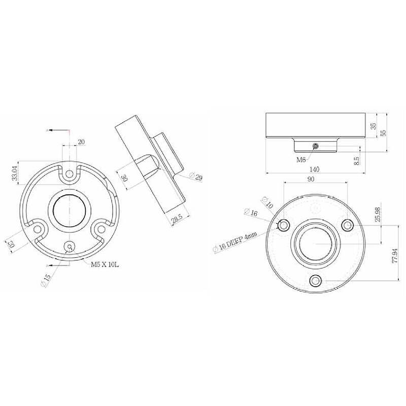 VIVOTEK AM-118 Deckenadapter Innenbereich, Zubehörartikel, Adapter, Deckenbefestigung | Anwendung: Videoüberwachung | F