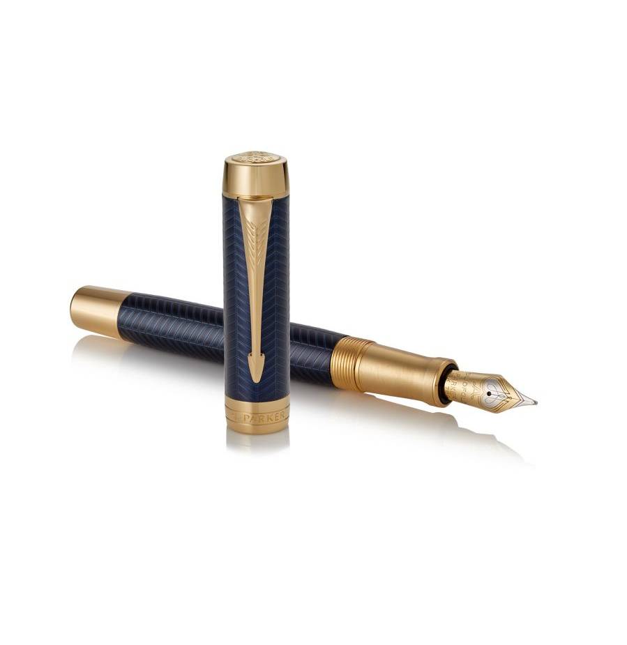 Parker Duofold, Blau, Kartuschenfüllsystem, Blau, Gold, Gold/Rhodium, Medium