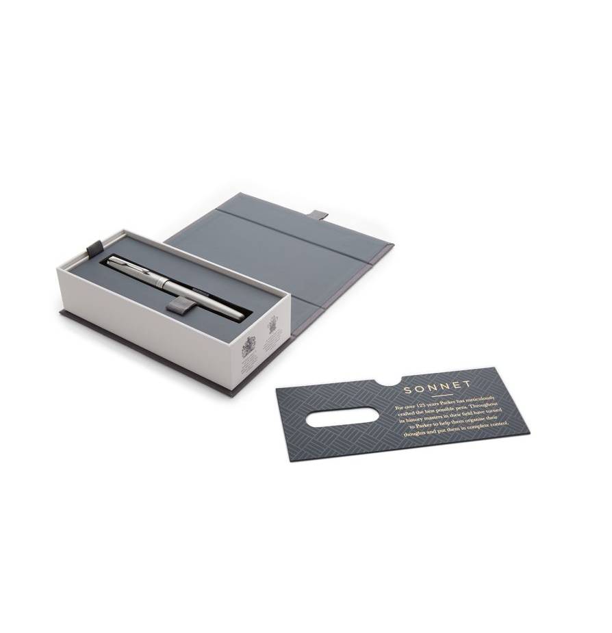 Parker Sonnet, Edelstahl, Kartuschenfüllsystem, Blau, Metall, Palladium, Edelstahl