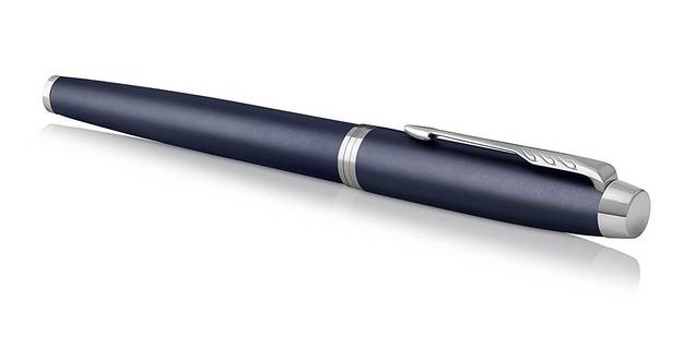 Parker IM, Blau, Kartuschenfüllsystem, Blau, Aluminium, Messing, Metall, Rundspitze, Edelstahl