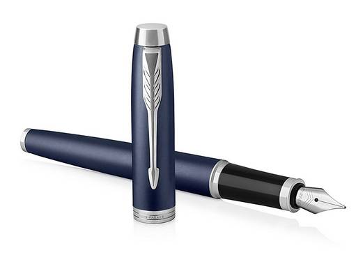 Parker IM, Blau, Kartuschenfüllsystem, Blau, Aluminium, Messing, Metall, Rundspitze, Edelstahl