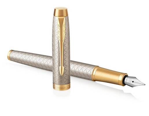 Parker IM, Gold, Silber, Kartuschenfüllsystem, Blau, Aluminium, Messing, Metall, Rundspitze, Edelstahl