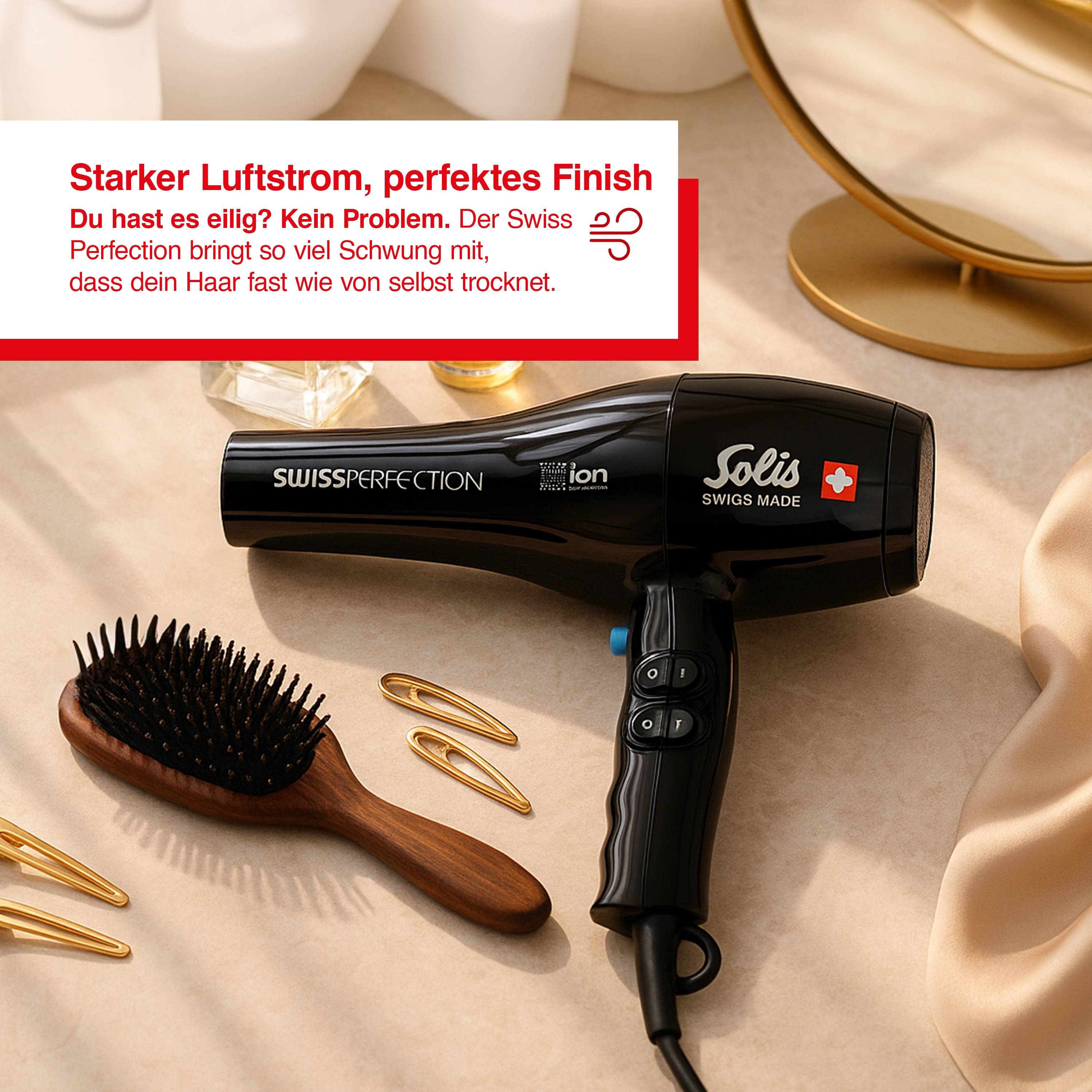 Solis Haartrockner, 2300 W, 5 Stufen + Kaltstufe, 50% mehr Luftdruck