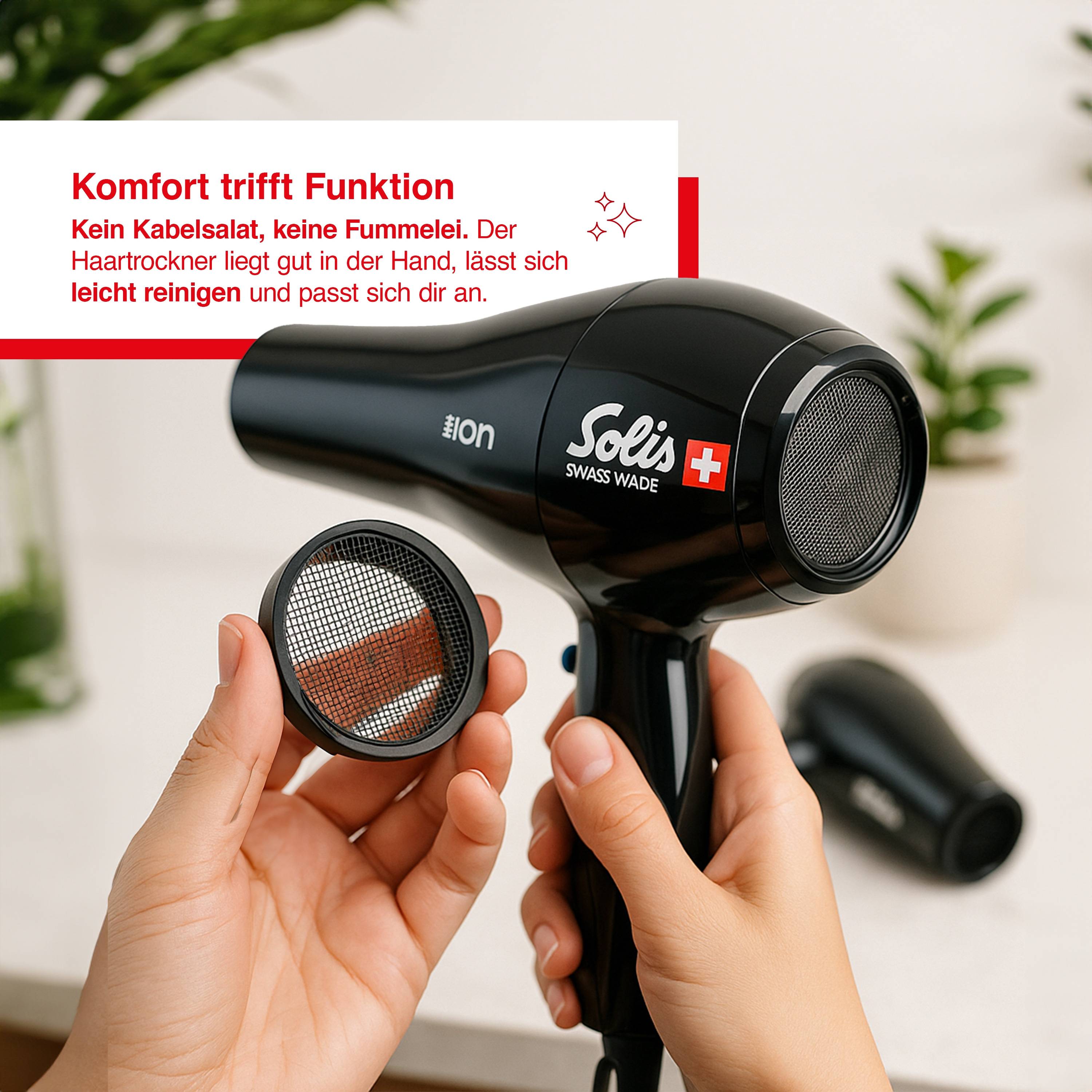 Solis Haartrockner, 2300 W, 5 Stufen + Kaltstufe, 50% mehr Luftdruck