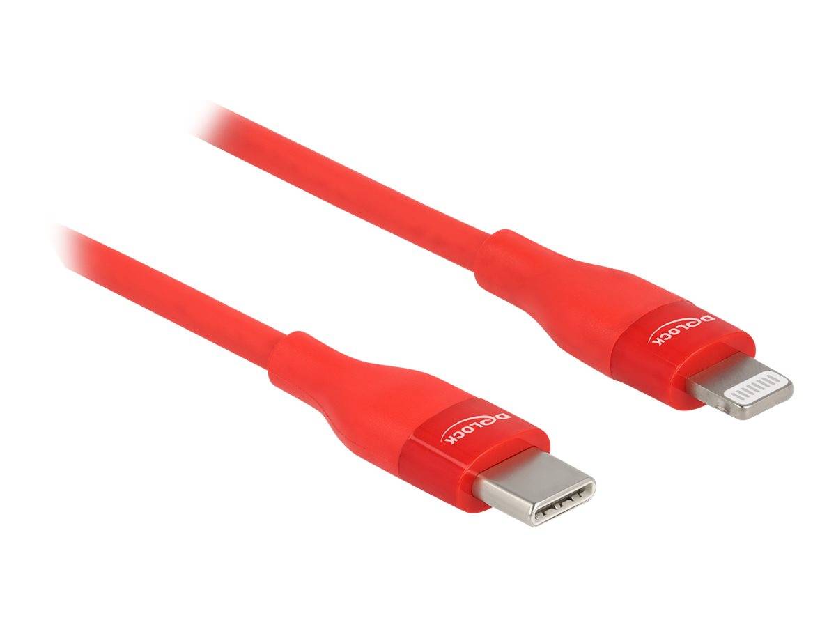 Delock - Lightning-Kabel - USB-C männlich bis Lightning männlich - 1 m - Rot - unterstützt Stromversorgung - für Apple iPad/iPhone/iPod (Lightning