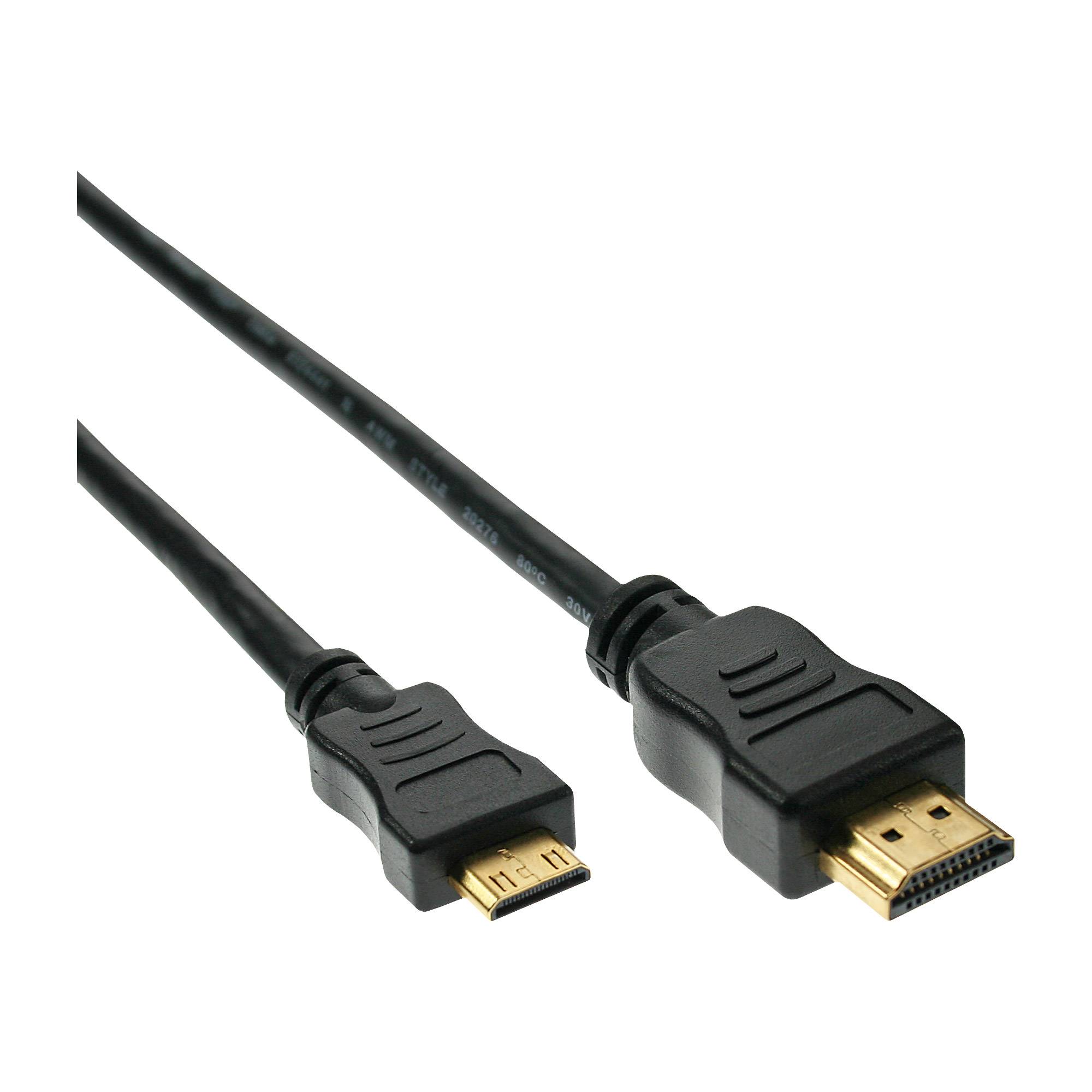 INLINE - High Speed HDMI Mini Kabel - Stecker A auf C - verg. Kont. - schwarz - 1,5m
