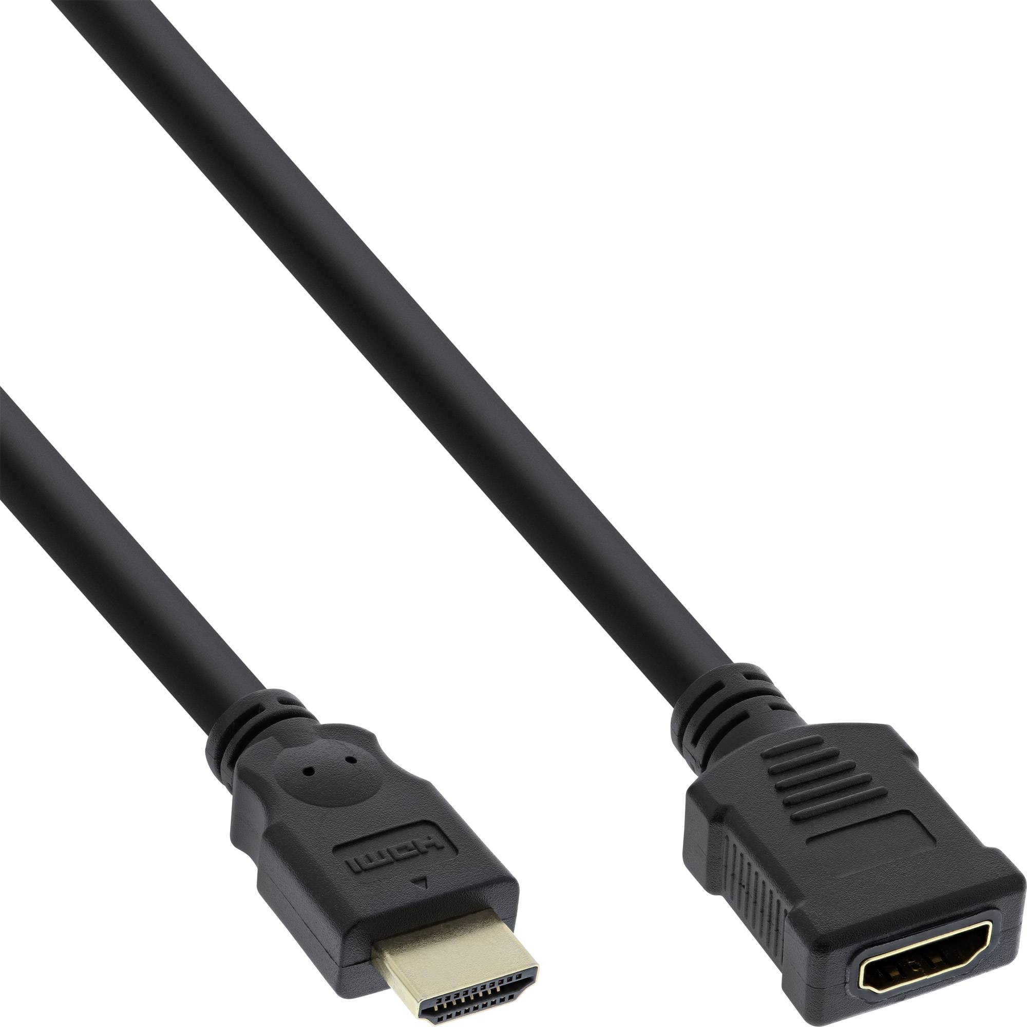 INLINE - HDMI Verl. - HDMI-High Speed - ST / BU - schwarz - vergoldete Kontakte - 7,5m