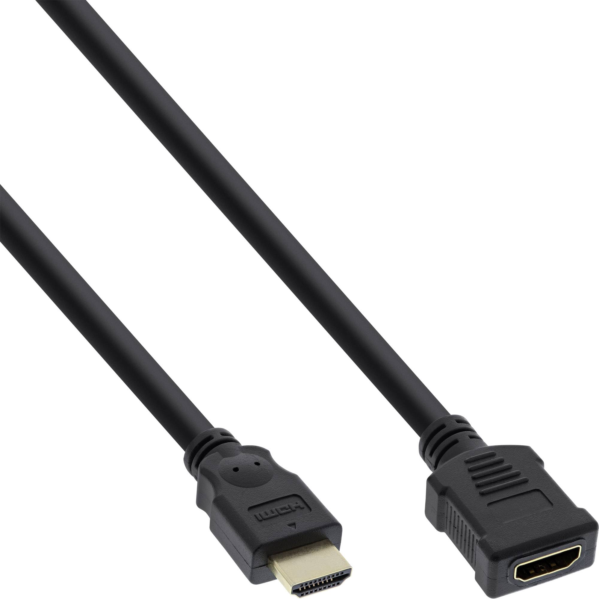 INLINE - HDMI Verl. - HDMI-High Speed - ST / BU - schwarz - vergoldete Kontakte - 7,5m