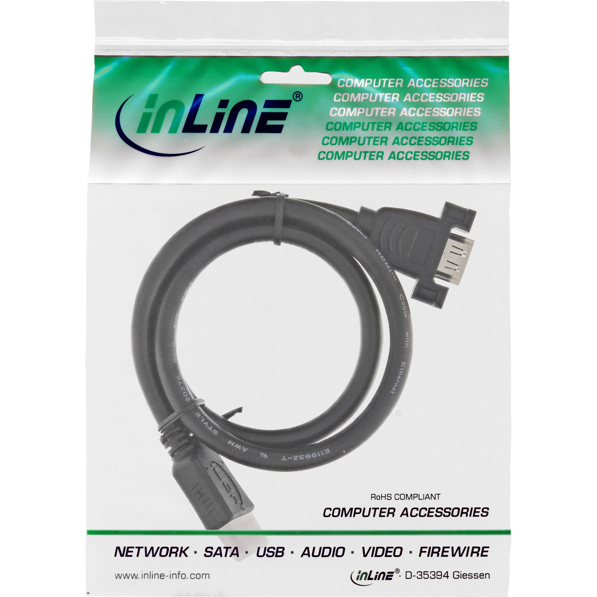 INLINE - HDMI 4K2K Adapterkabel zum Einbau - HDMI A Stecker/Buchse - 0,6m