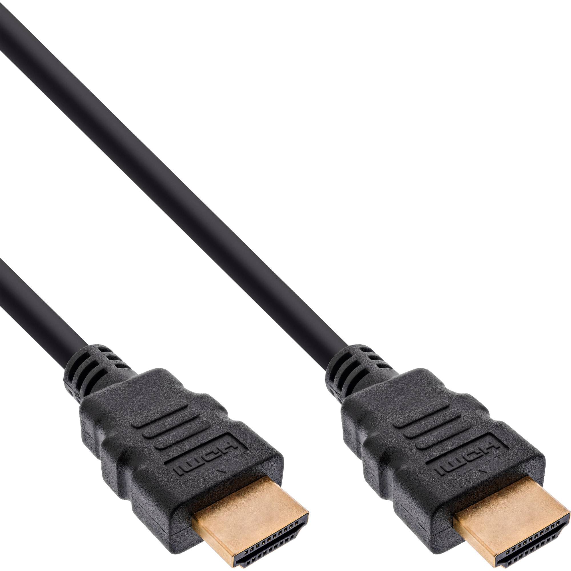 Zwei schwarze HDMI-Kabelstecker auf weißem Hintergrund, die Standard-Stecker mit vergoldeten Kontakten zeigen.