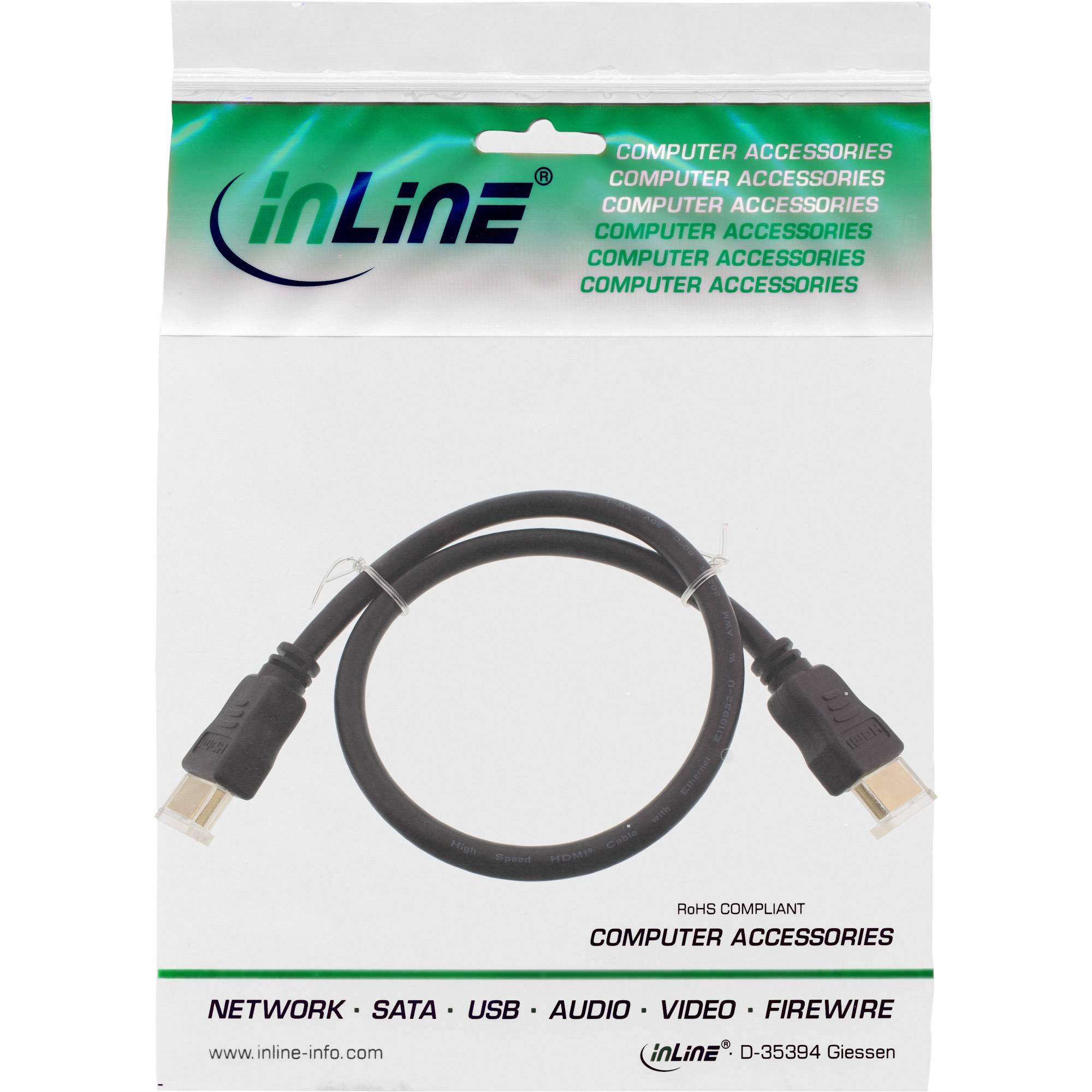 INLINE - HDMI-High Speed Kabel mit Ethernet - Premium - 4K2K - ST/ST - schwarz - 0,3m