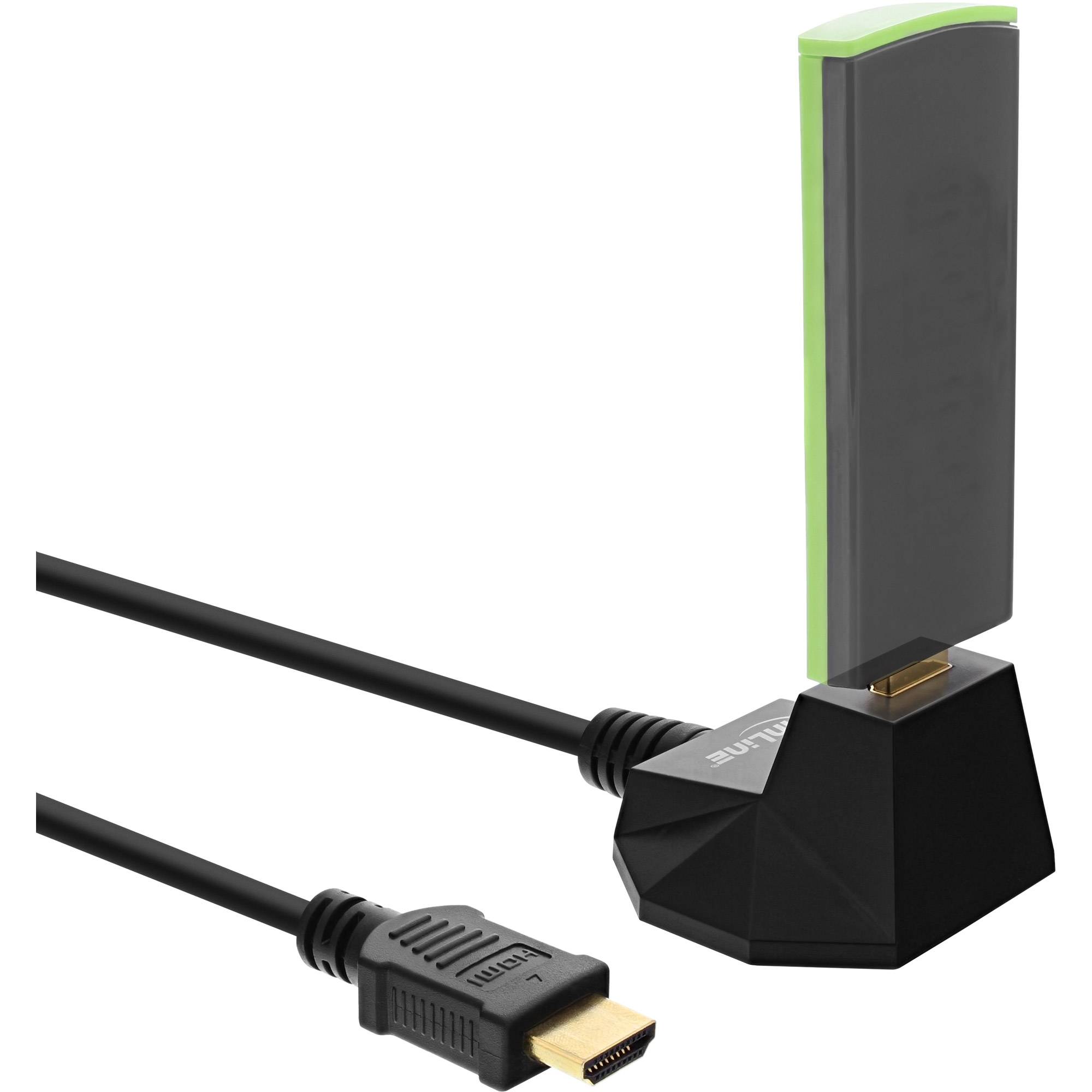 INLINE - HDMI-HS Verl. m. Standfuß - m. Eth. - 4K2K - ST / BU - schwarz / gold - 1m