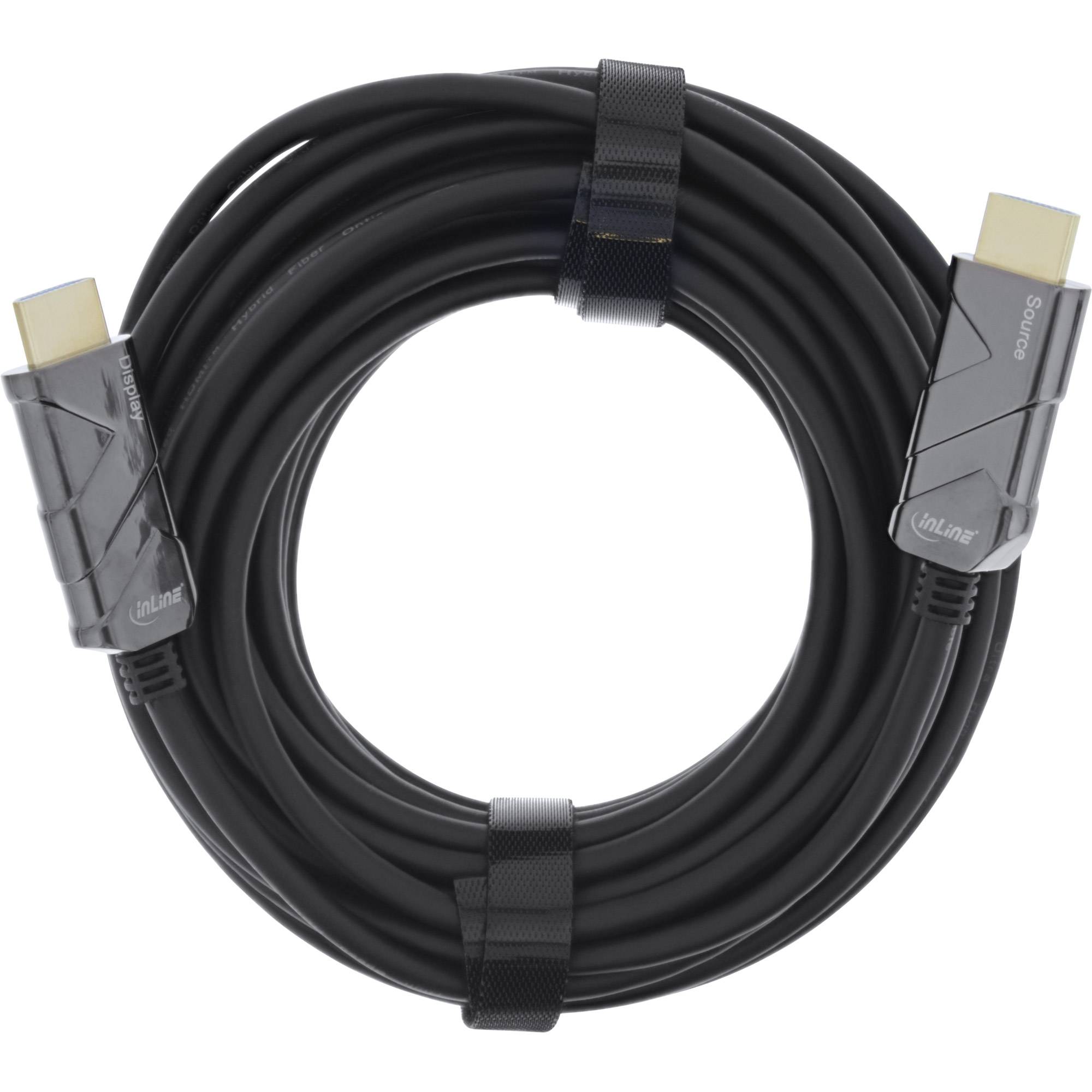 InLine - Ultra High Speed - HDMI-Kabel - HDMI männlich bis HDMI männlich - 20 m - Glasfaser - Schwarz - Active Optical Cable (AOC)