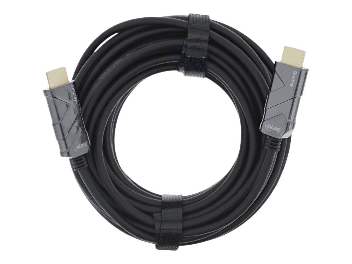 InLine - Ultra High Speed - HDMI-Kabel - HDMI männlich bis HDMI männlich - 15 m - Glasfaser - Schwarz - Active Optical Cable (AOC)