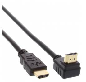 INLINE - HDMI HS Kabel - gewinkelt - mit Eth. - ST / ST - verg. Kont. - schwarz - 1,5m