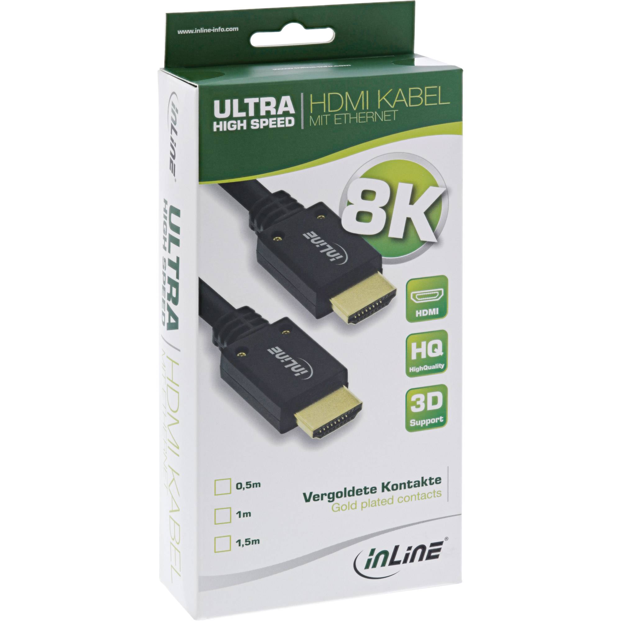 INLINE - HDMI Kabel - Ultra High Speed HDMI Kabel - 8K4K - Stecker / Stecker - 1m