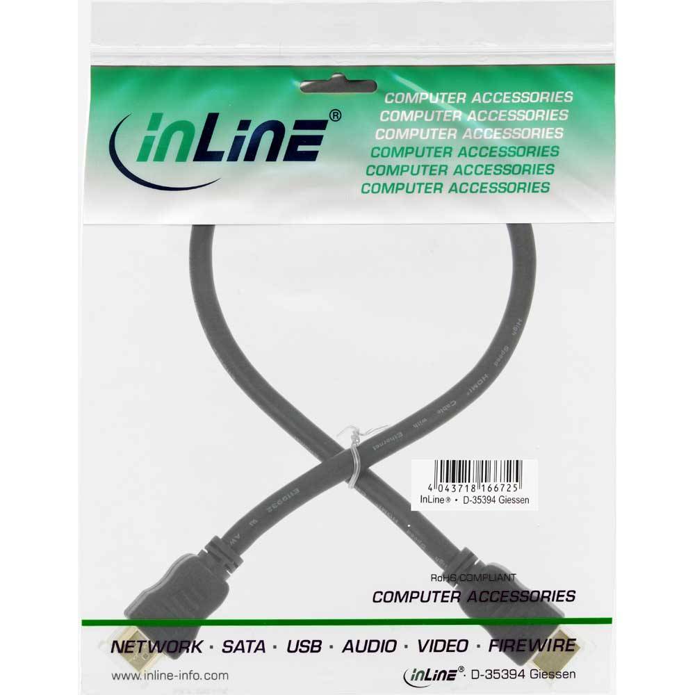 INLINE - HDMI-High Speed Kabel mit Ethernet - ST / ST - schwarz / gold - 0,3m