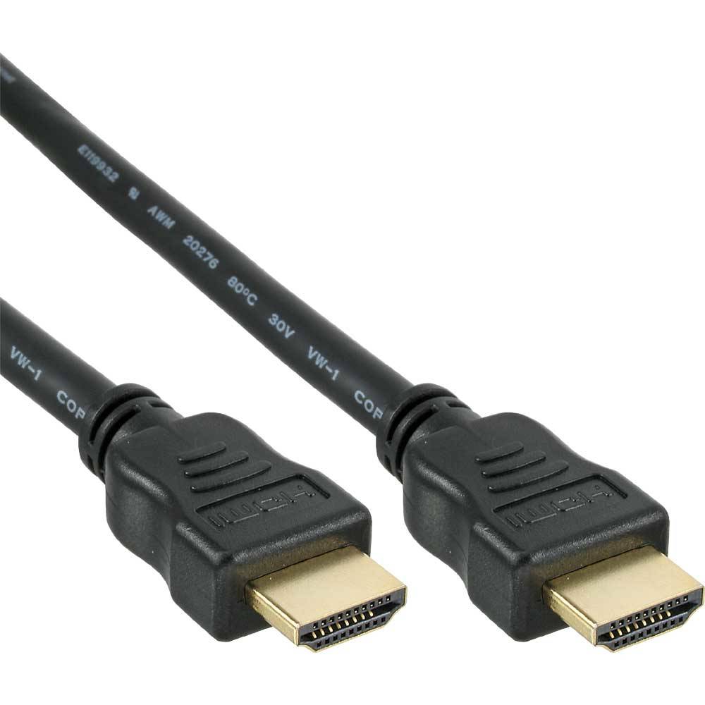 INLINE - HDMI-High Speed Kabel mit Ethernet - ST / ST - schwarz / gold - 0,3m