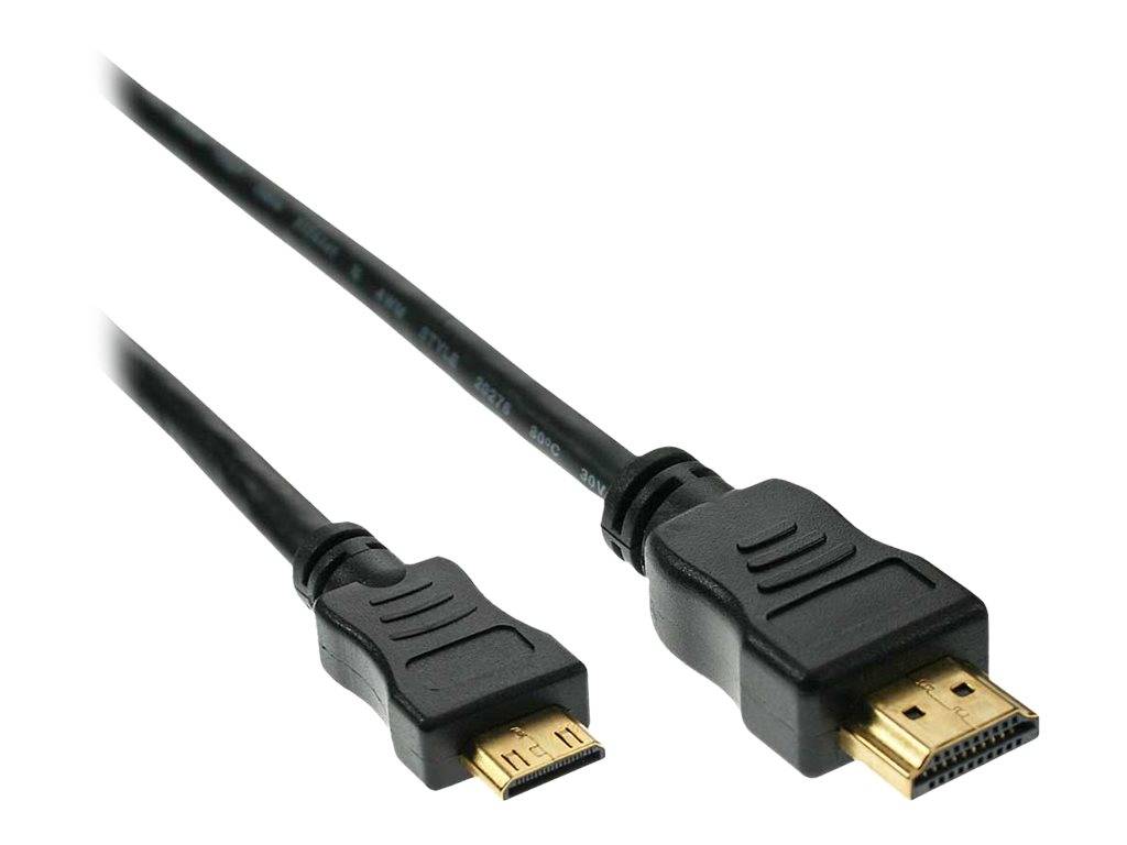 INLINE - High Speed HDMI Mini Kabel - Stecker A auf C - verg. Kont. - schwarz - 0,3m