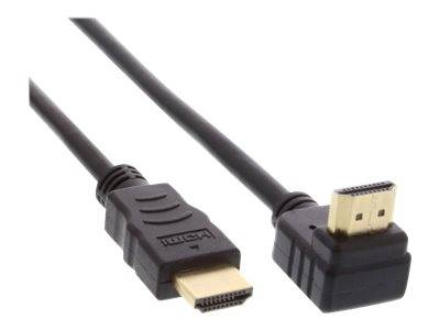 INLINE - HDMI HS Kabel - gewinkelt - mit Eth. - ST / ST - verg. Kont. - schwarz - 15m