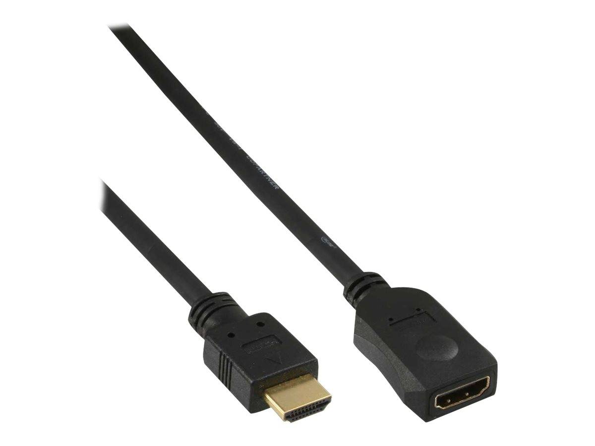 INLINE - HDMI Verl. - HDMI-High Speed - ST / BU - schwarz - vergoldete Kontakte - 2m