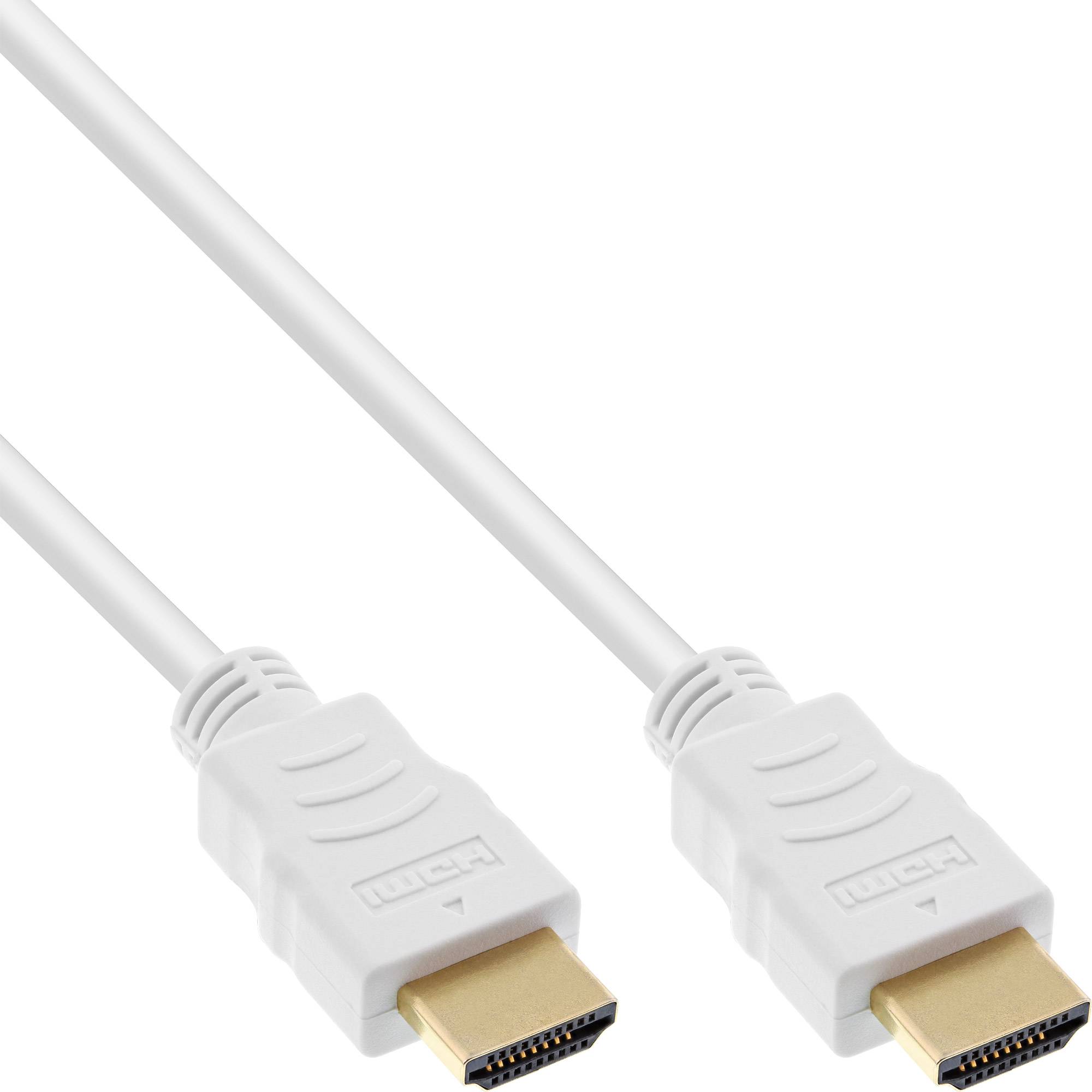 INLINE - HDMI-High Speed Kabel mit Eth. - Premium - ST / ST - weiß / gold - 1m