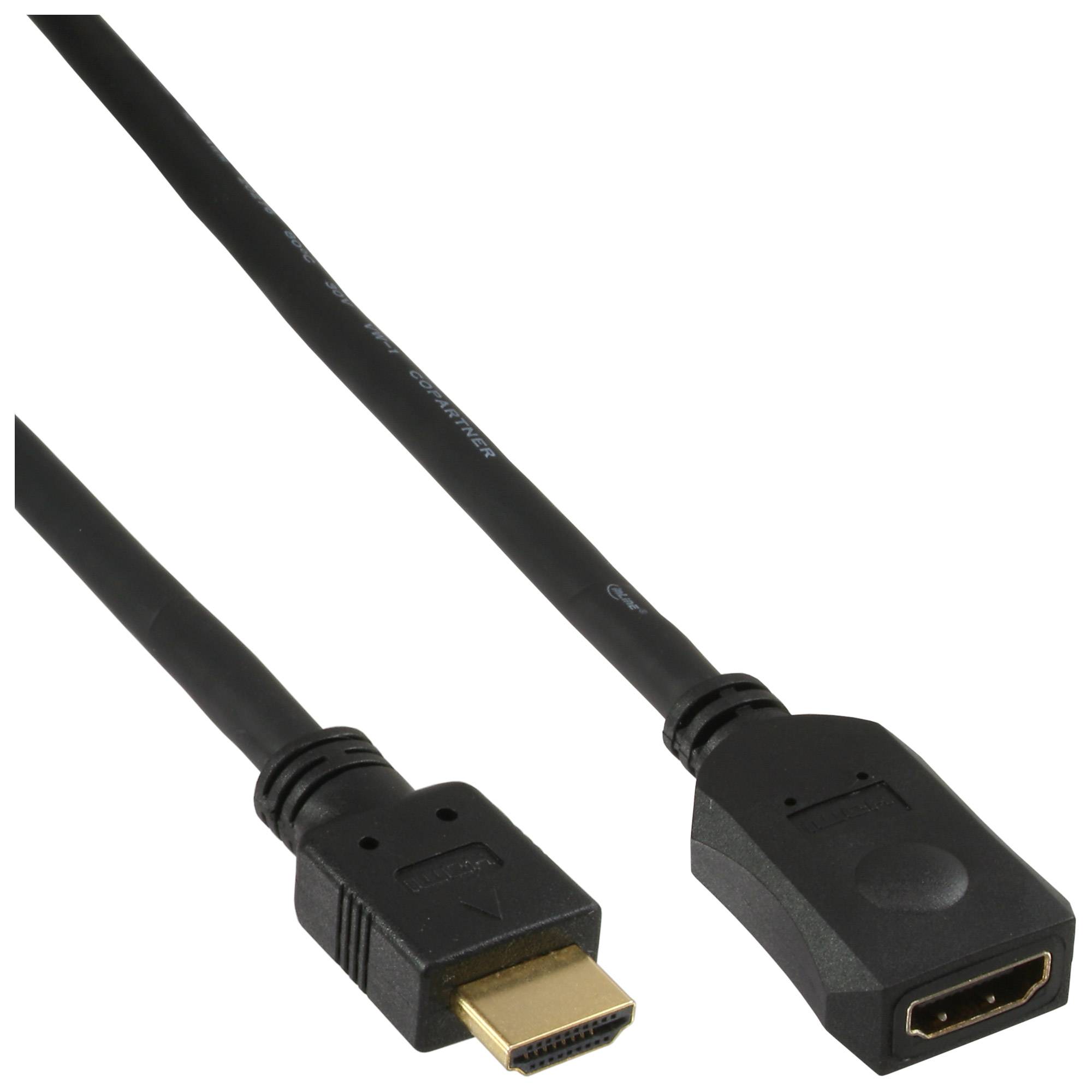 INLINE - HDMI Verl. - HDMI-High Speed - ST / BU - schwarz - vergoldete Kontakte - 5m
