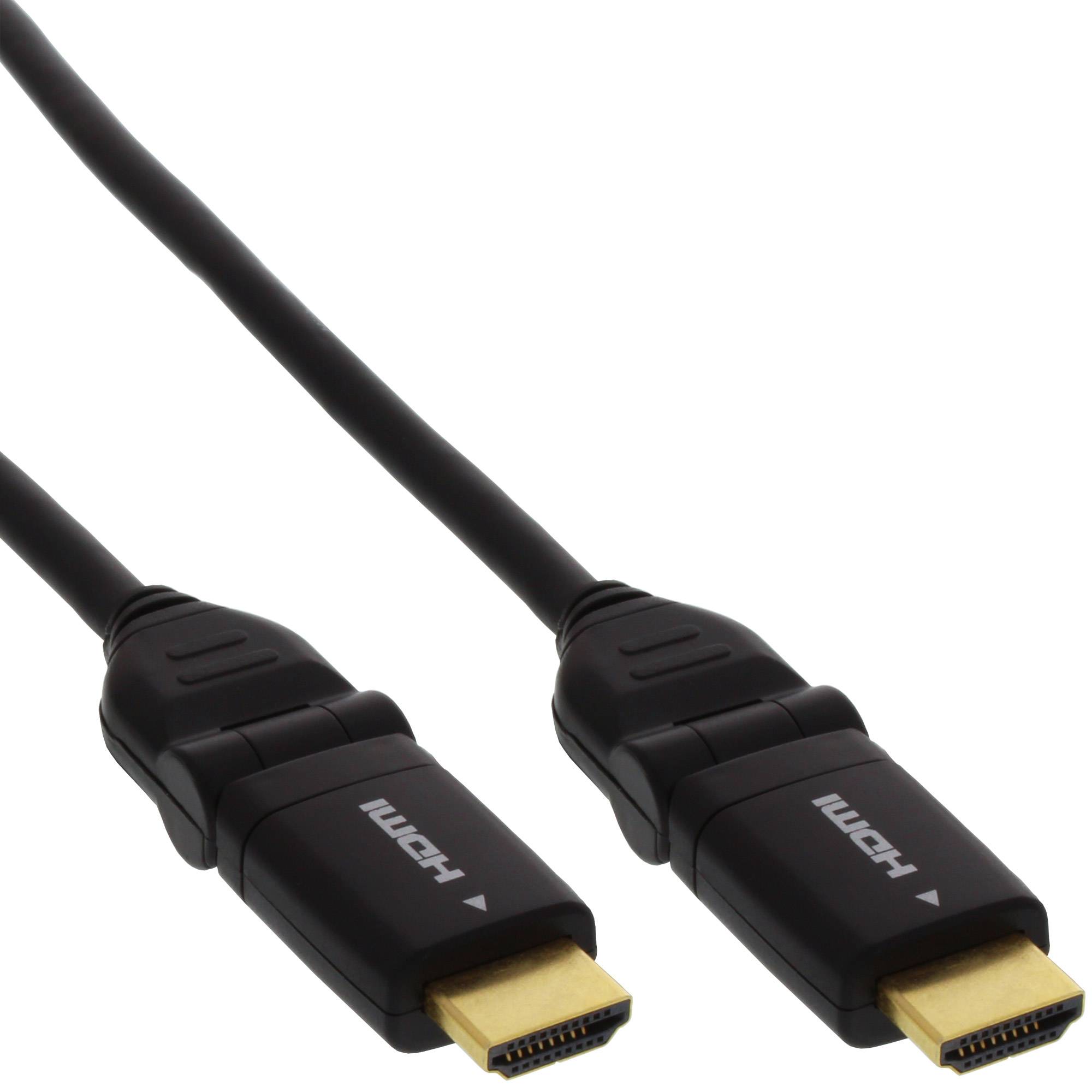 INLINE - HDMI-HS Kabel m. Eth. - ST/ST - verg. Kon. - schwarz - flex. Winkelst. - 0,5m