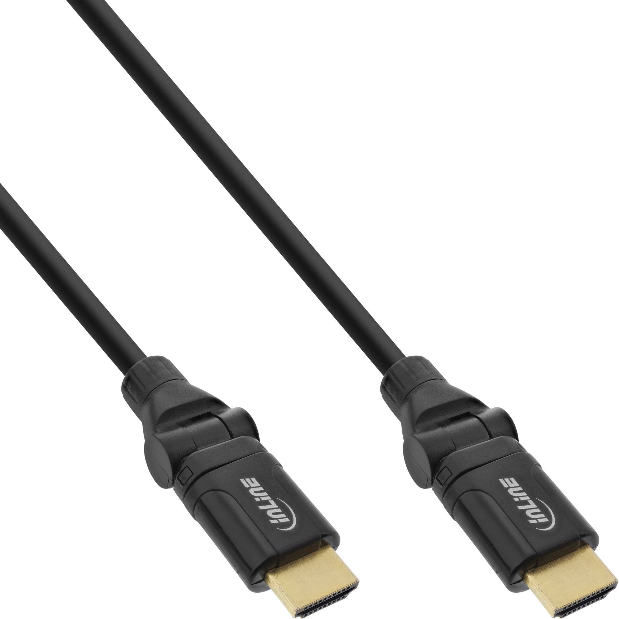 INLINE - HDMI-HS Kabel m. Eth. - ST/ST - verg. Kon. - schwarz - flex. Winkelst. - 2m