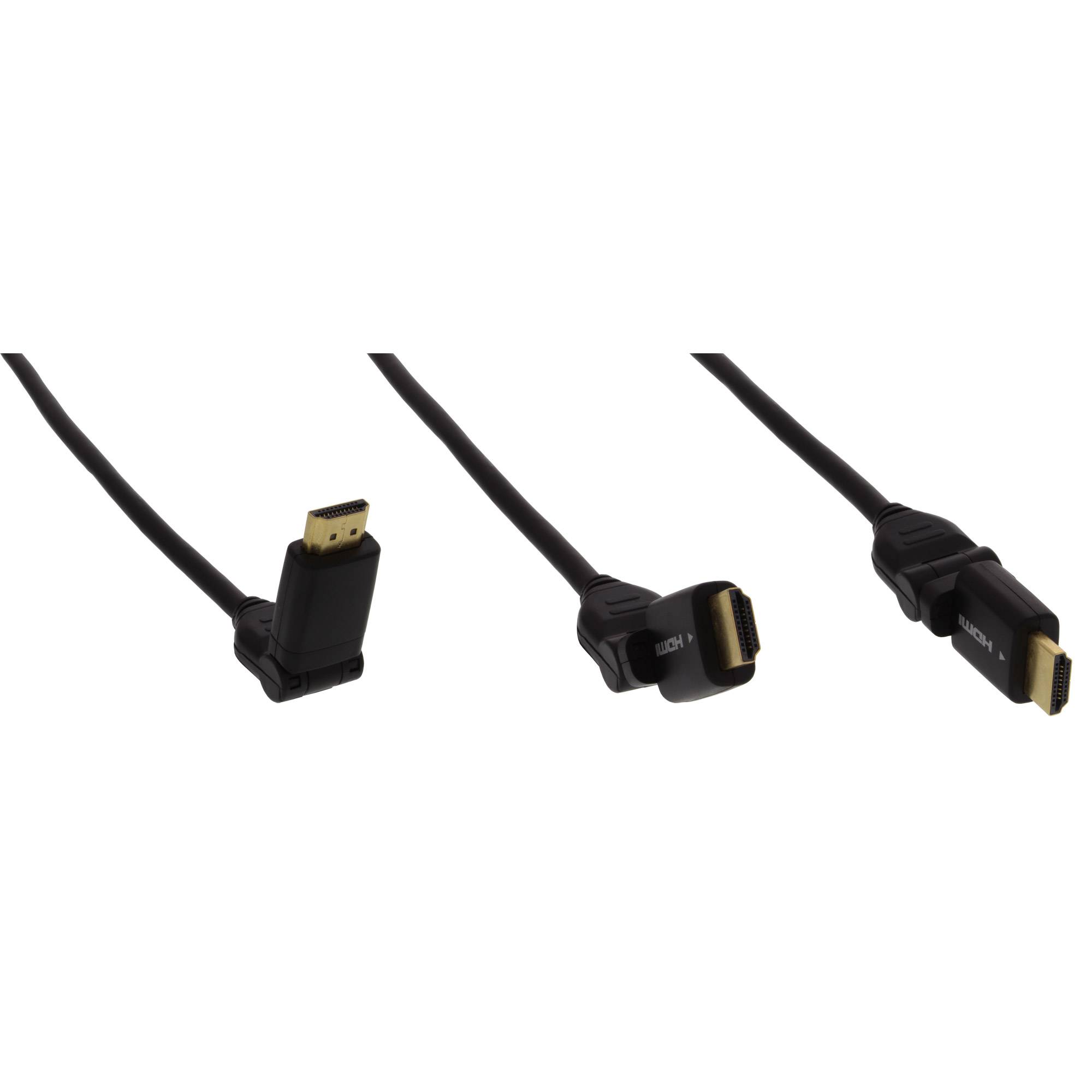 INLINE - HDMI-HS Kabel m. Eth. - ST/ST - verg. Kon. - schwarz - flex. Winkelst. - 1,5m