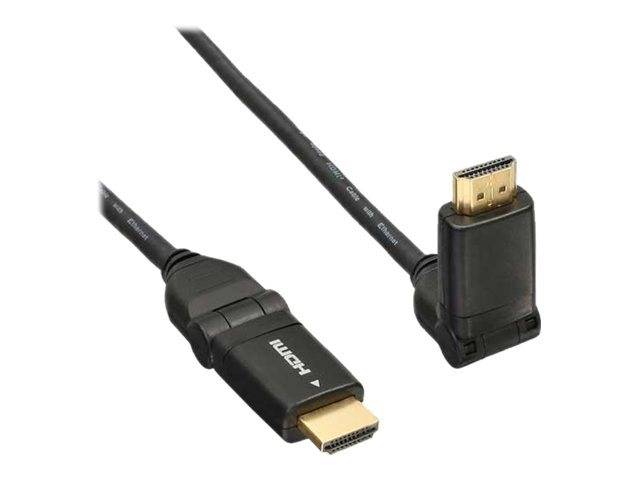 INLINE - HDMI-HS Kabel m. Eth. - ST/ST - verg. Kon. - schwarz - flex. Winkelst. - 2m