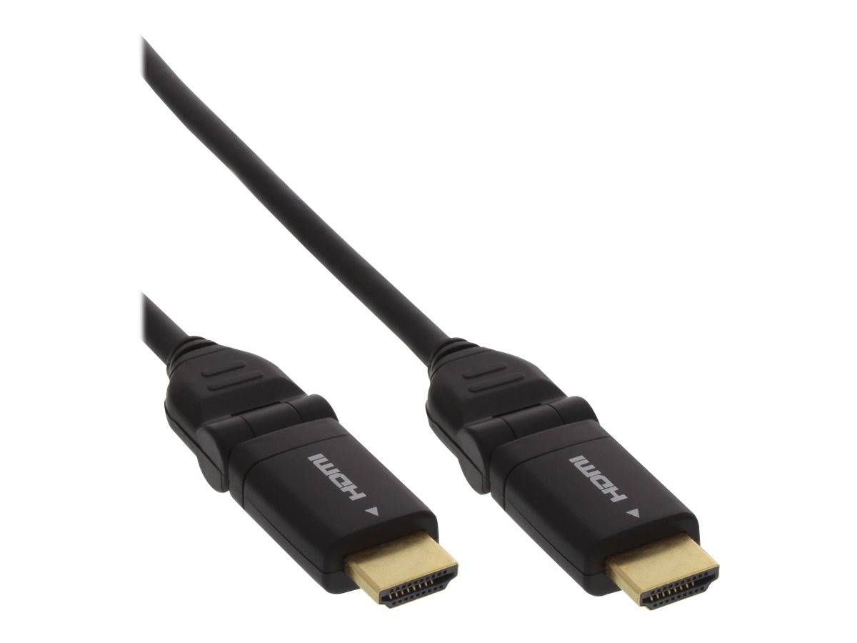 INLINE - HDMI-HS Kabel m. Eth. - ST/ST - verg. Kon. - schwarz - flex. Winkelst. - 0,5m