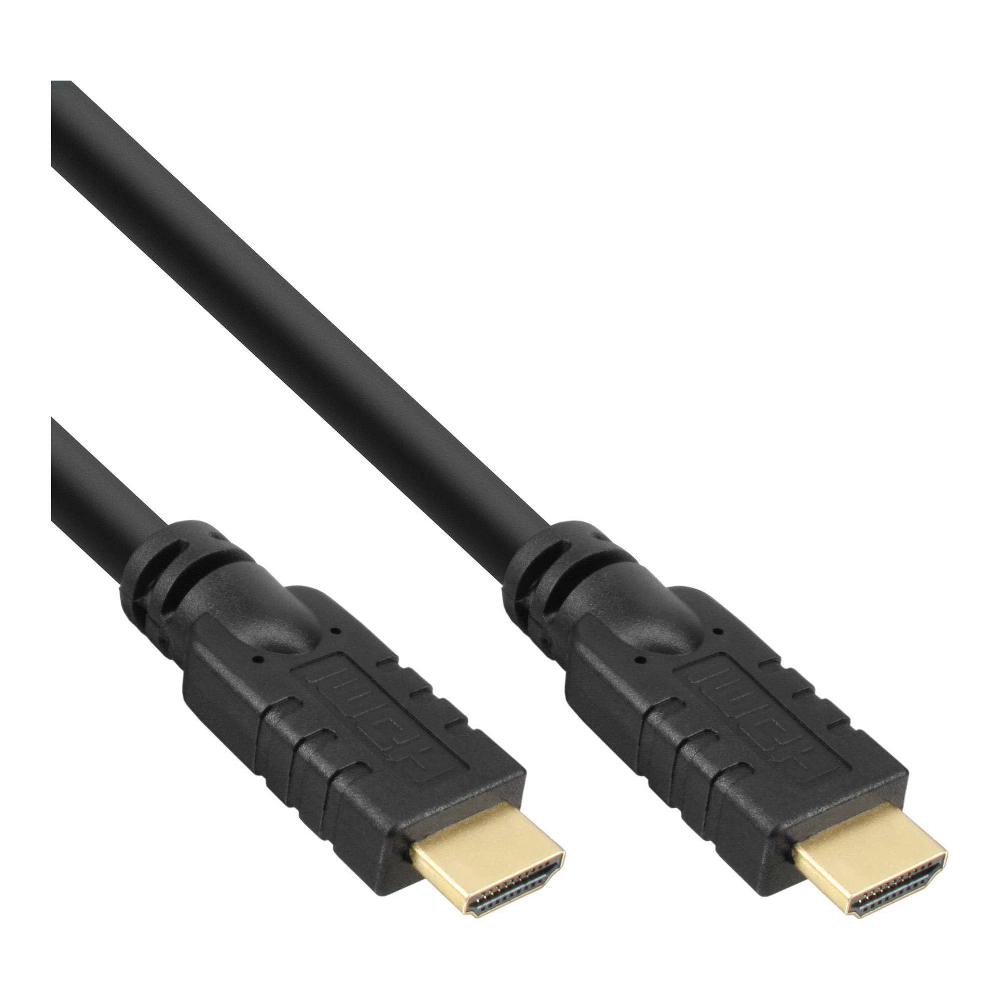 Zwei schwarze HDMI-Kabel mit vergoldeten Steckern auf weißem Hintergrund, in Nahaufnahme dargestellt und in einem Winkel zueinander angeordnet.