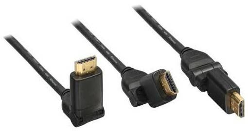 INLINE - HDMI-HS Kabel m. Eth. - ST/ST - verg. Kon. - schwarz - flex. Winkelst. - 2m