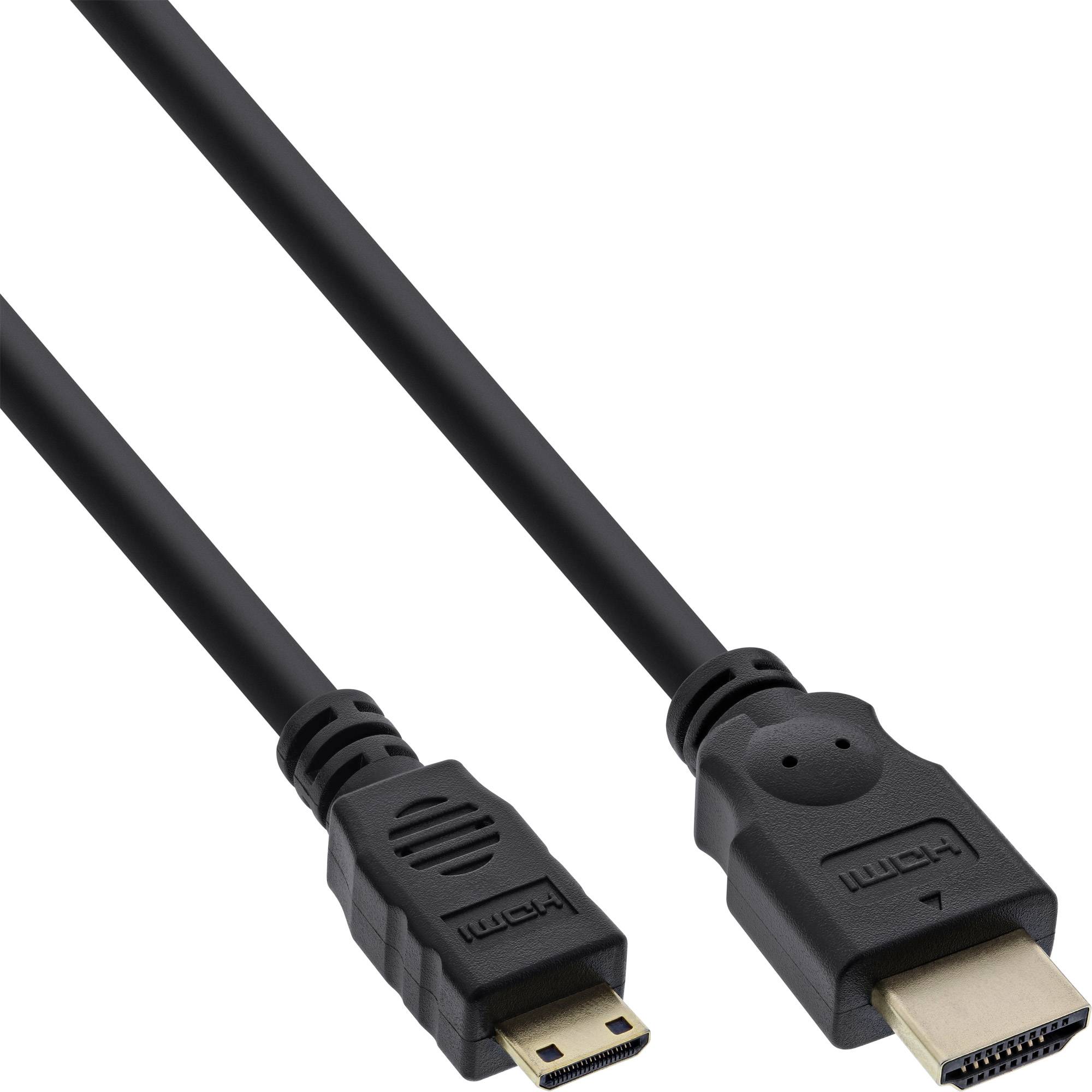 INLINE - High Speed HDMI Mini Kabel - Stecker A auf C - verg. Kont. - schwarz - 3m