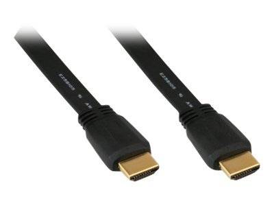 INLINE - HDMI-High Speed Flachkabel mit Ethernet - verg. Kontakte - schwarz - 1,5m