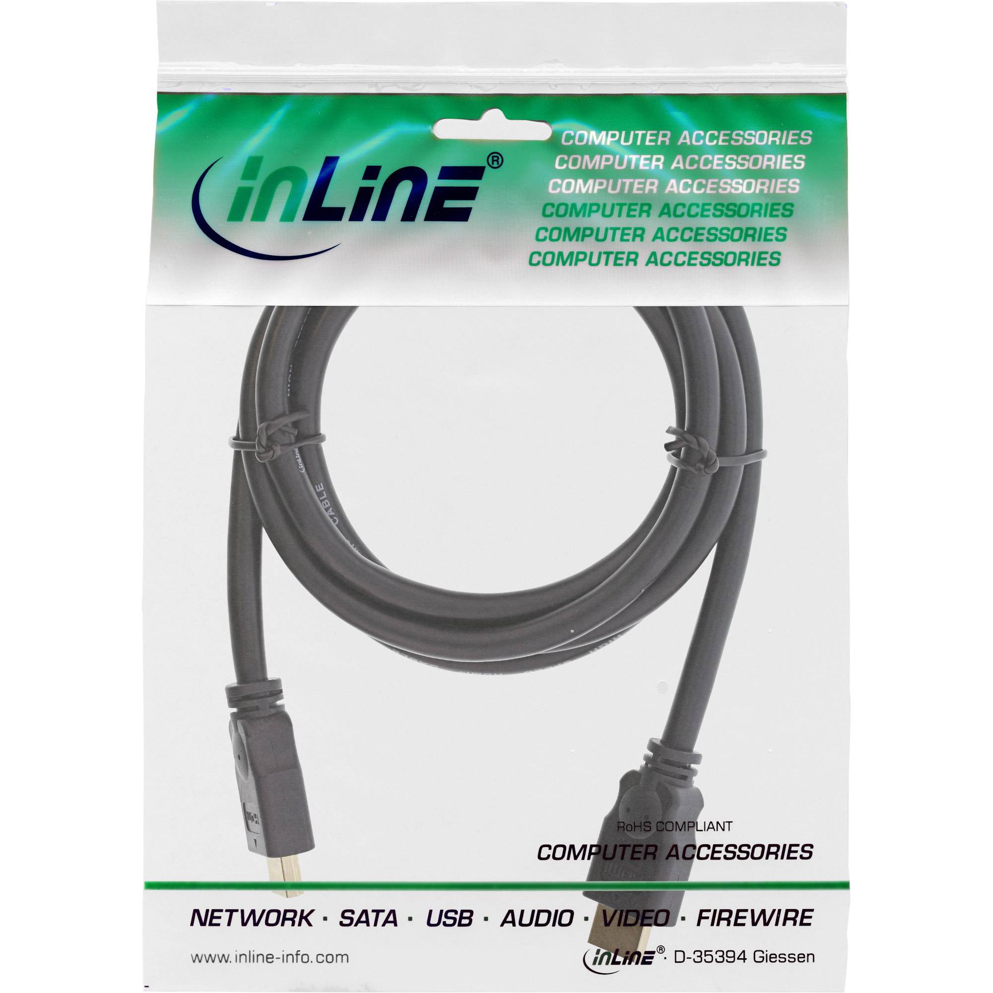 INLINE - HDMI Kabel - HDMI-High Speed - ST / ST - verg. Kontakte - schwarz - 1,5m