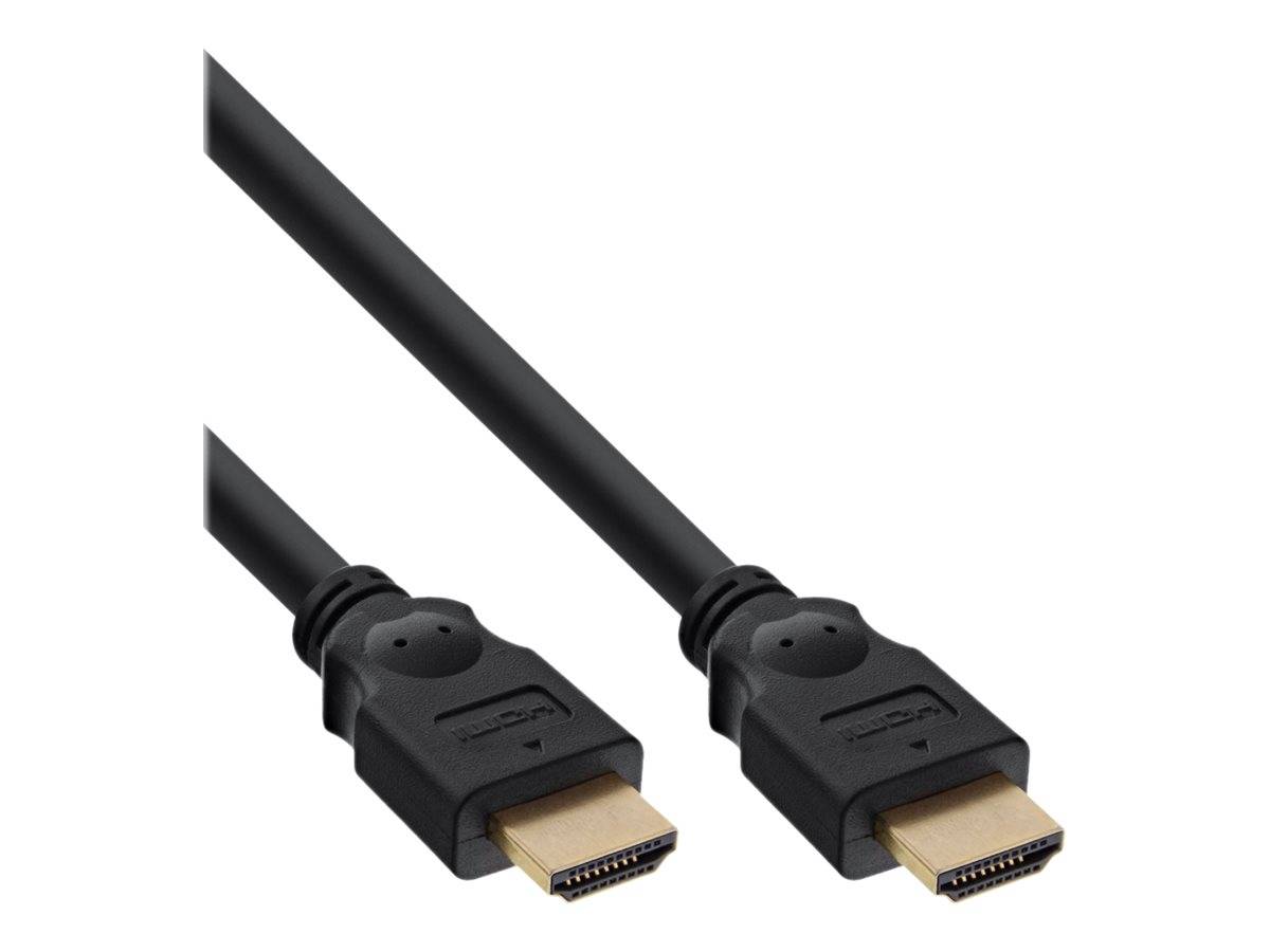 INLINE - HDMI Kabel - HDMI-High Speed - ST / ST - verg. Kontakte - schwarz - 0,3m
