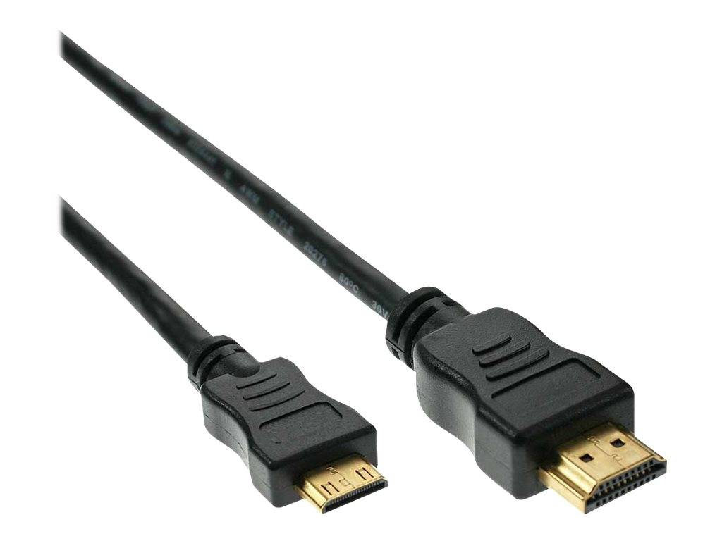 INLINE - High Speed HDMI Mini Kabel - Stecker A auf C - verg. Kont. - schwarz - 0,5m