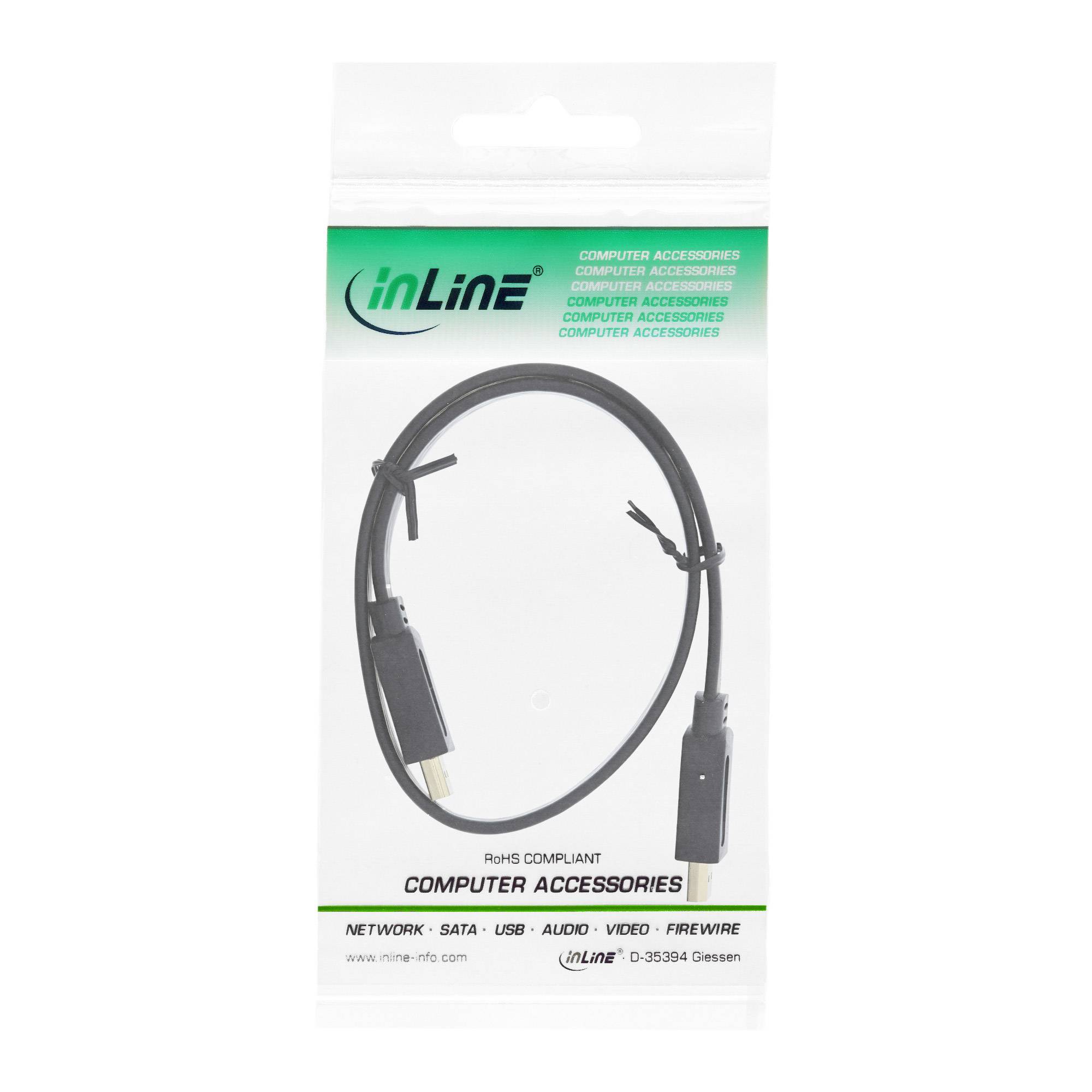 INLINE - HDMI-High Speed Flachkabel mit Ethernet - verg. Kontakte - schwarz - 0,5m