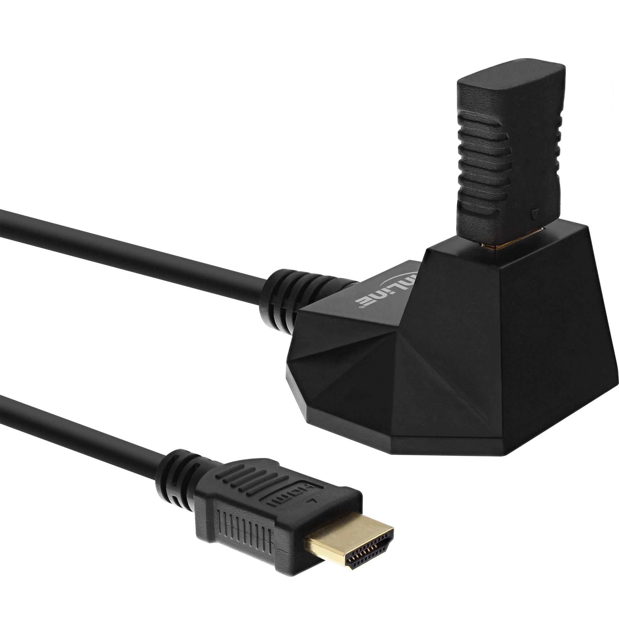 INLINE - HDMI-HS Verl. m. Standfuß - m. Eth. - 4K2K - ST / BU - schwarz / gold - 5m