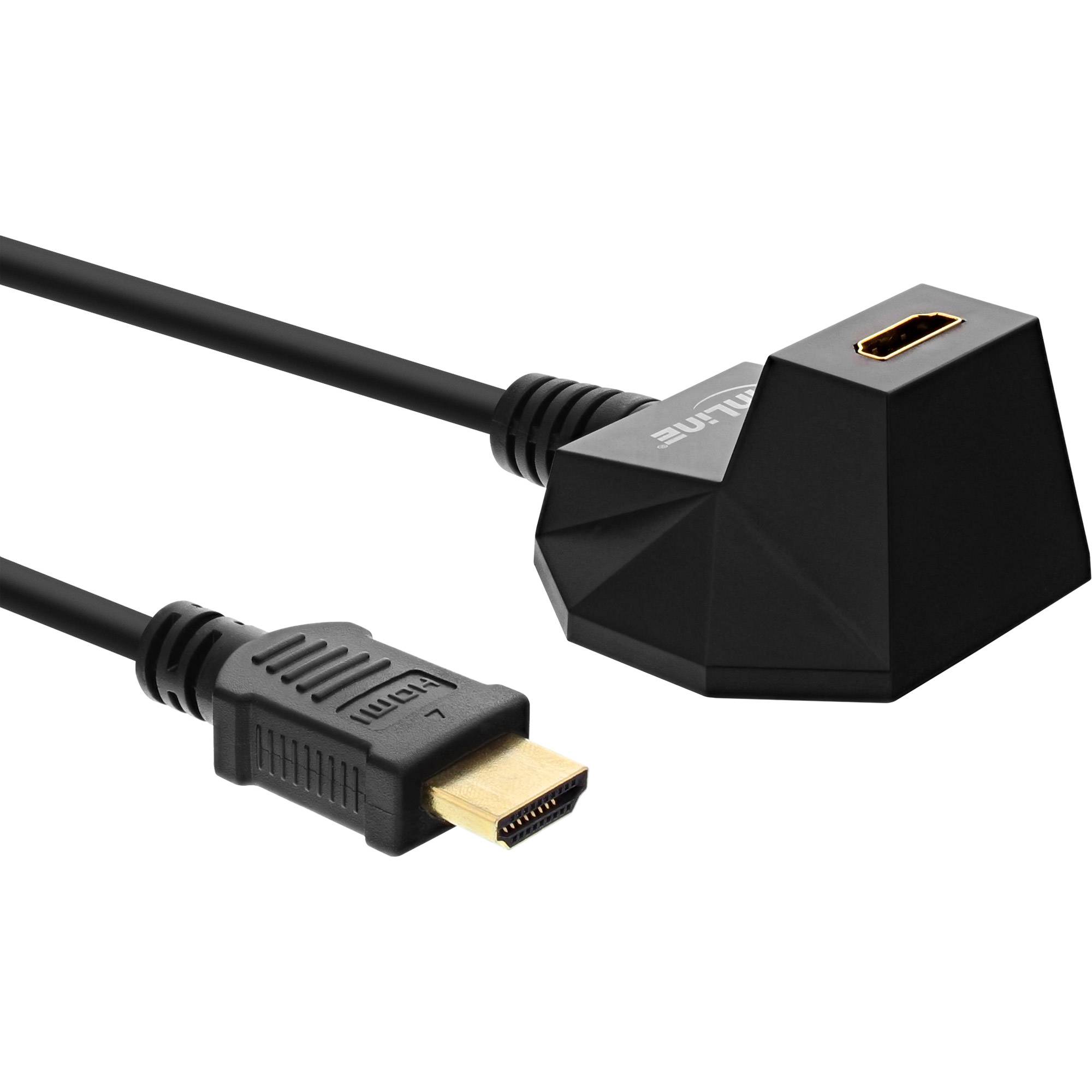 INLINE - HDMI-HS Verl. m. Standfuß - m. Eth. - 4K2K - ST / BU - schwarz / gold - 5m