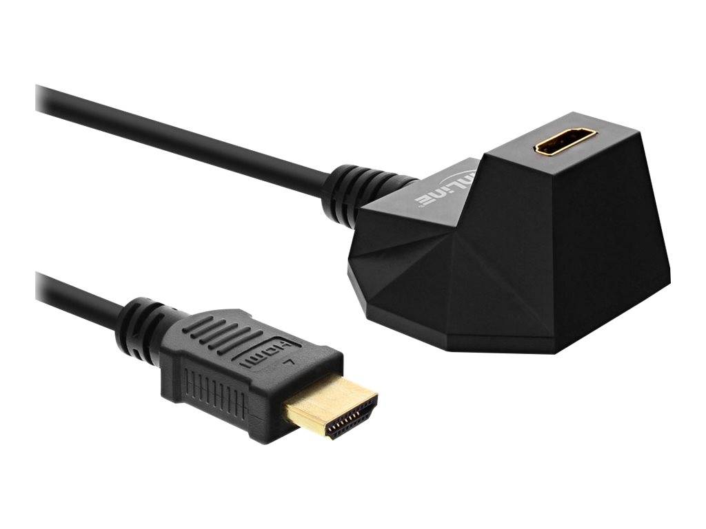 INLINE - HDMI-HS Verl. m. Standfuß - m. Eth. - 4K2K - ST / BU - schwarz / gold - 1m
